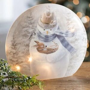 Snowman and Baby Deer Lighted Accent